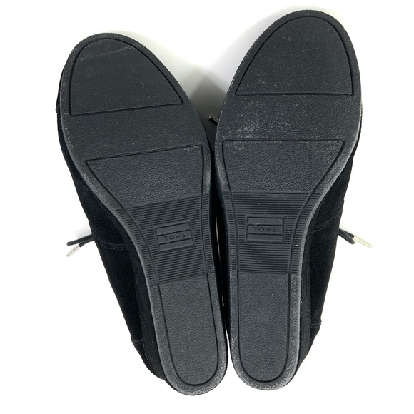 TOMS Kala Wedge Booties Black Suede Leather Boots Ankle Booties Size 9 - Picture 7 of 9